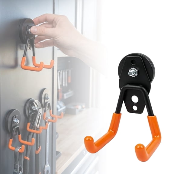 Heavy-Duty Magnetic Hooks Double-Claw,Super Strong Magnet Hooks,Anti-Scratch Large Garage Hooks for Power Drill,Garden Tools,Hose,Pegboard,Magnetic Storage Hook for Hanging