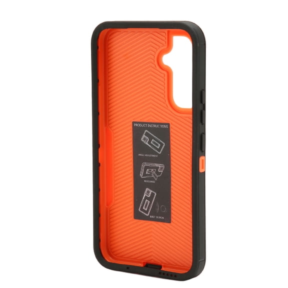 Heavy Duty Magnetic Phone Case with Built-in Car Mount Kickstand Shockproof PC and Silicone Protective Smartphone Cover for Galaxy A54, Black and Orange (17.00 x 8.00 x 2.00 in)