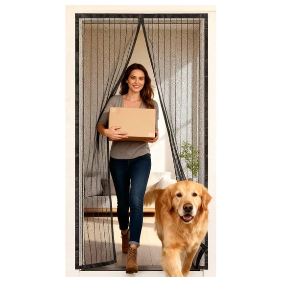 Heavy Duty Magnetic Screen Door (Fits 48x80 Inch) | Hands-Free Self-Sealing Bug Screen for Doorway | Pet & Kid Friendly, Easy Install