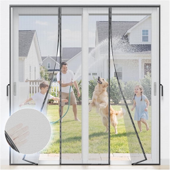 Heavy Duty Magnetic Screen Door Mesh - Hand-Free Door Net Screen with 100 Magnets,PET Fine Mesh Doors Screens Keep Bug & Mosquito Out Fit Sliding Patio French Doors Size 72" x 80"