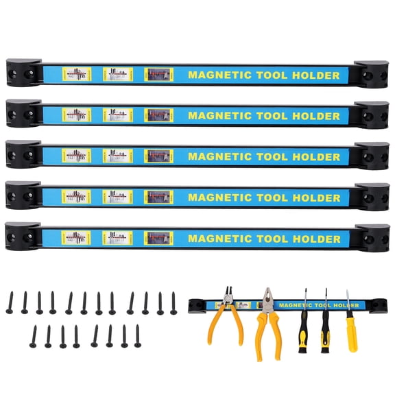 Heavy Duty Magnetic Tool Holder Strip for Workshop Garage, 5 Pack 18 inch Steel Tool Bar with Mounting Screws Included
