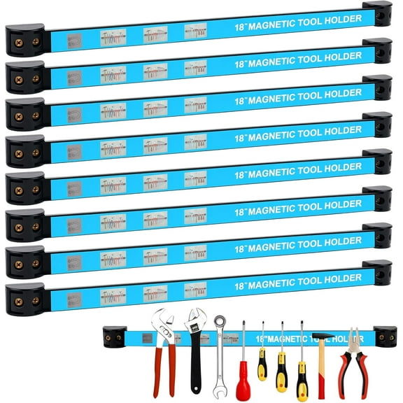 Heavy Duty Magnetic Tool Holder Strips - 8PCs 18" Bars for Ultimate Garage & Workshop Organization