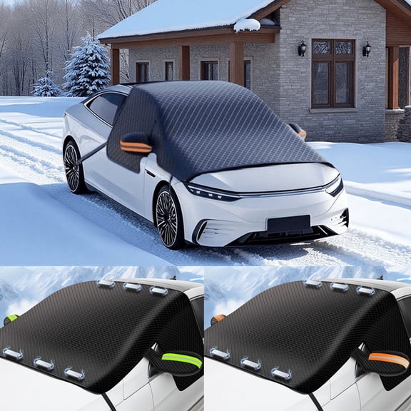 Heavy-Duty Magnetic Windshield Cover for Cars & SUVs - Winter Snow & Ice Protection, Summer Sunshade with 6 Enhanced Magnets, Reflective Strips, Universal Fit (253x117cm/99.61x46.06in) - Green