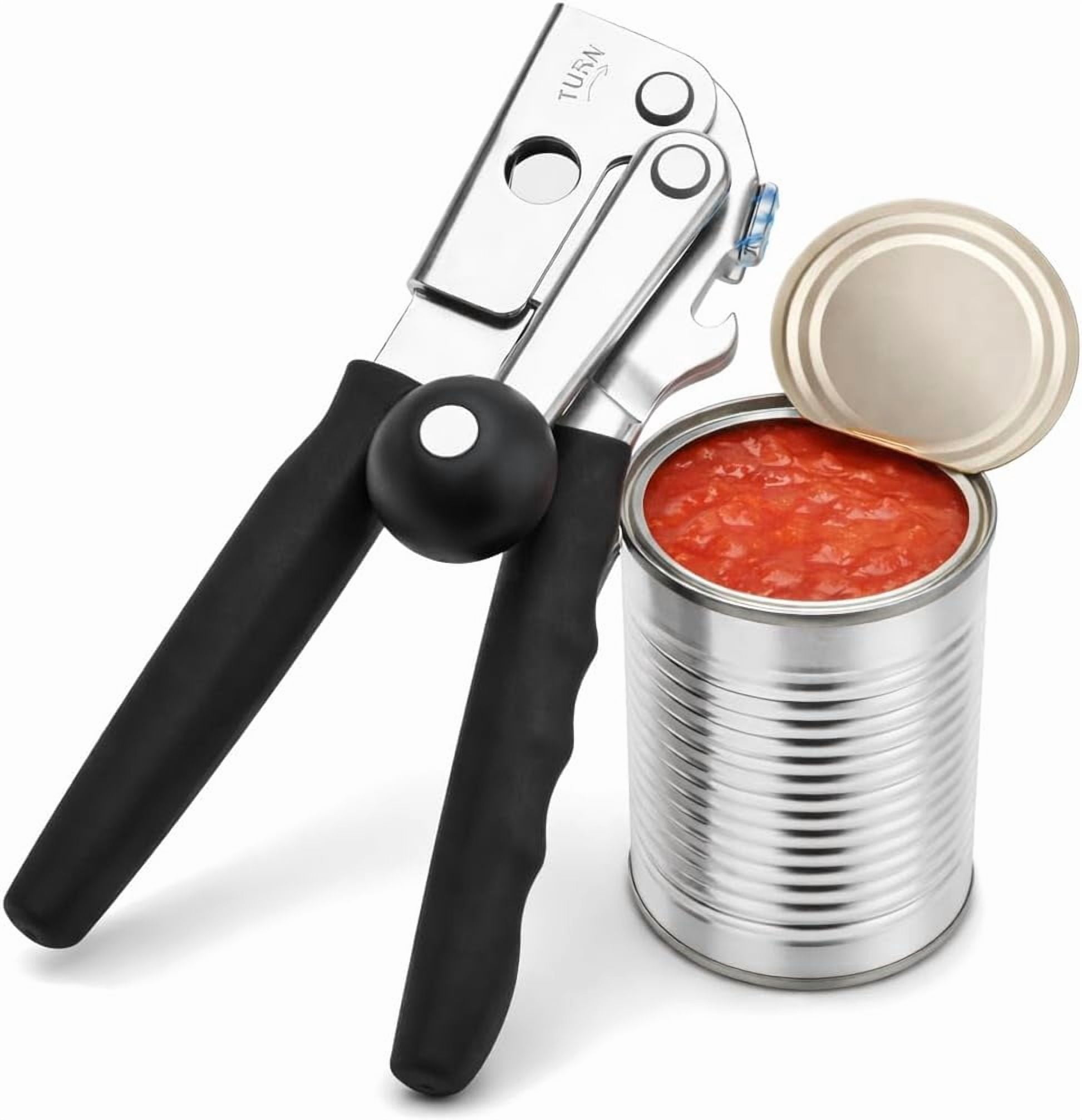 Heavy Duty Manual Can Opener for Seniors & Adults with Magnetic Lid Lifter - Easy Open Smooth Edge Safe Cut, Stainless Steel Large Cans, Kitchen Camping Commercial Bottle