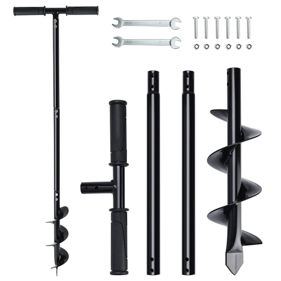 Heavy Duty Manual Garden Auger Drill 6" x 42" Post Hole Digger Hand Spiral Drill for Digging Planting Bulb Bedding