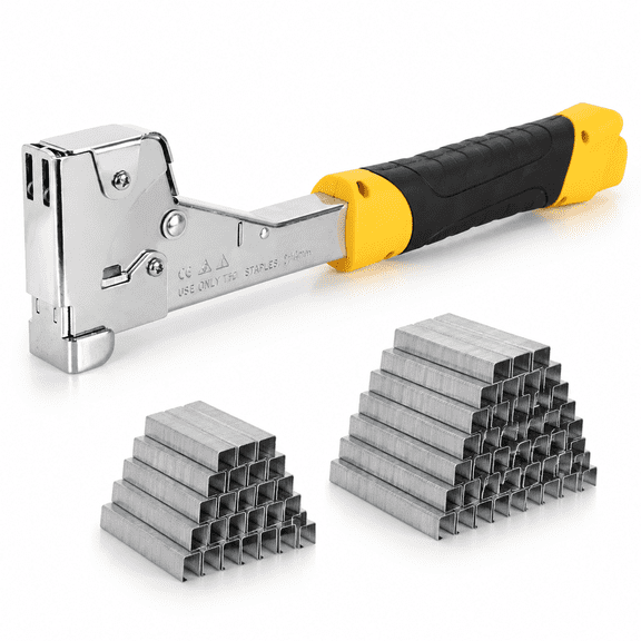 Heavy Duty Manual Hammer Tacker with 6000 T50 Steel Staples for Roofing and Flooring