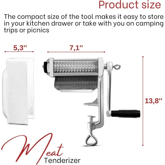 Heavy Duty Manual Meat Tenderizer Cuber Tool Steak Flatten Tool Meat Tenderizer Commercial Tool Meat Grinder Attachment Clamp-on Tenderizer Rolling Meat Tenderizer Meat