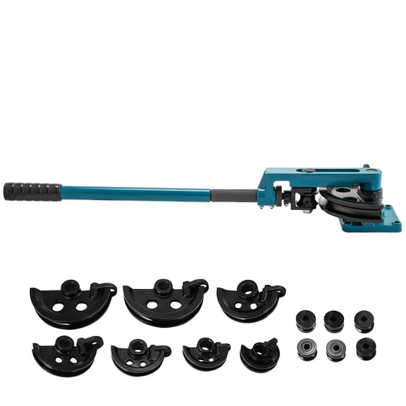 Heavy Duty Manual Pipe Bender with 7 Dies, 3/8" to 1" Capacity for Steel, Copper&Metal Tubing, Ideal for Repair Shops, Blue