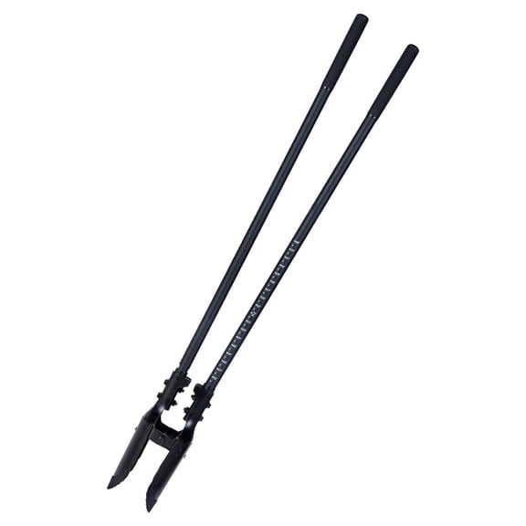 Heavy Duty Manual Post Hole Digger 57.5 Inch Fiberglass Handle Gardening Outdoor Digging Tool with Metal Blade and Scale Markings