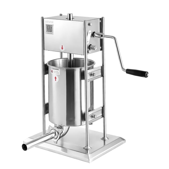 Heavy Duty Manual Sausage Filler, 22 LBS Capacity Vertical Stuffer, Dual-Speed Meat Mincer with 5 Nozzles, Stainless Steel Construction for Home & Commercial