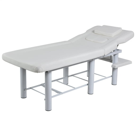Heavy-Duty Massage Table for Salon, Sturdy Metal Frame, Wide Stationary Spa Massage Bed  Sturdy Metal Frame Massage Table, Adjustable 5-Angle Massage Table with Backrest Support