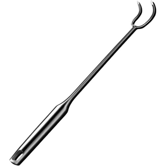 Heavy Duty Meat Hook Flipper (Double Hooks), 16 Inch Stainless Steel Flipper Turner, BBQ Accessories for Grilling Frying, Long Handle Metal Meat Fork Hooks
