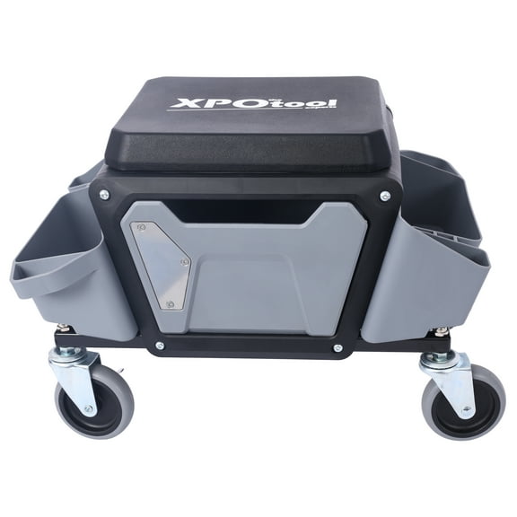 Heavy Duty Mechanic Stool with 330lbs Load Capability, Garage Stool with Wheels, Rolling Creeper with Soft Rubber Cushion Seating for Auto Repair and DIY Home Car Beauty, Gray