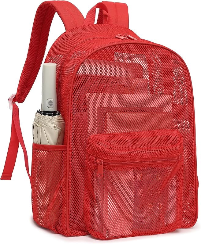 Heavy Duty Mesh Backpack - Clear School Bag For Boys & Girls, Large Capacity Book Bag