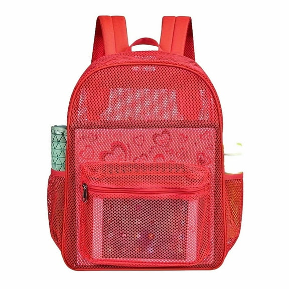 Heavy Duty Mesh Backpack, See Through College Backpack with Padded Shoulder Straps for Swimming, Outdoor Sports