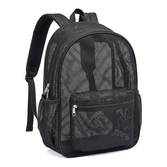 Heavy Duty Mesh Backpack, See Through College Backpack with Padded Shoulder Straps, Lightweight Bag for Swimming, Beach & Outdoor Sports