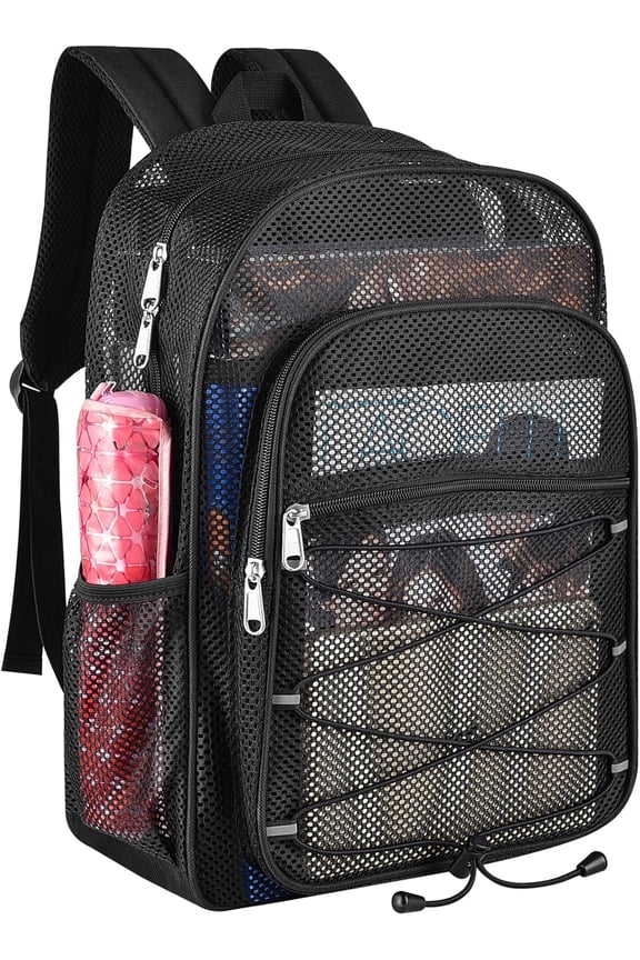 Heavy Duty Mesh Backpacks for Adults, See Through College Backpack  with Adjustable Padded Shoulder Straps for Swimming, Fitness, Outdoor Sports