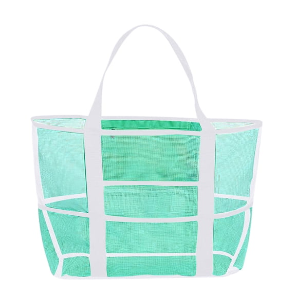 Heavy-Duty Mesh Beach Bag with 8 Pockets & Zipper, 35L Extra Large Capacity Sandproof Tote Bag for Towels, Toys & Pool Gear (Lightweight & Quick-Dry)