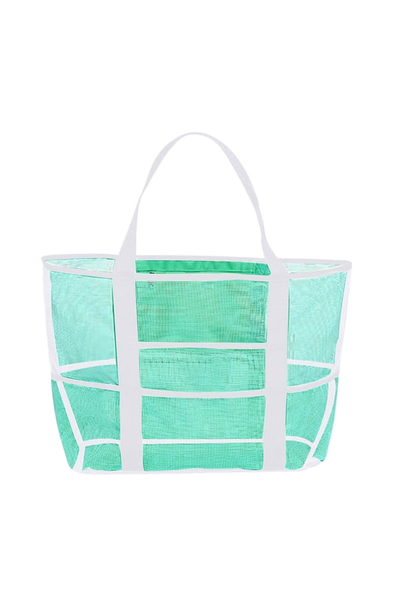 Heavy-Duty Mesh Beach Bag with 8 Pockets & Zipper, 35L Extra Large Capacity Sandproof Tote Bag for Towels, Toys & Pool Gear (Lightweight & Quick-Dry)