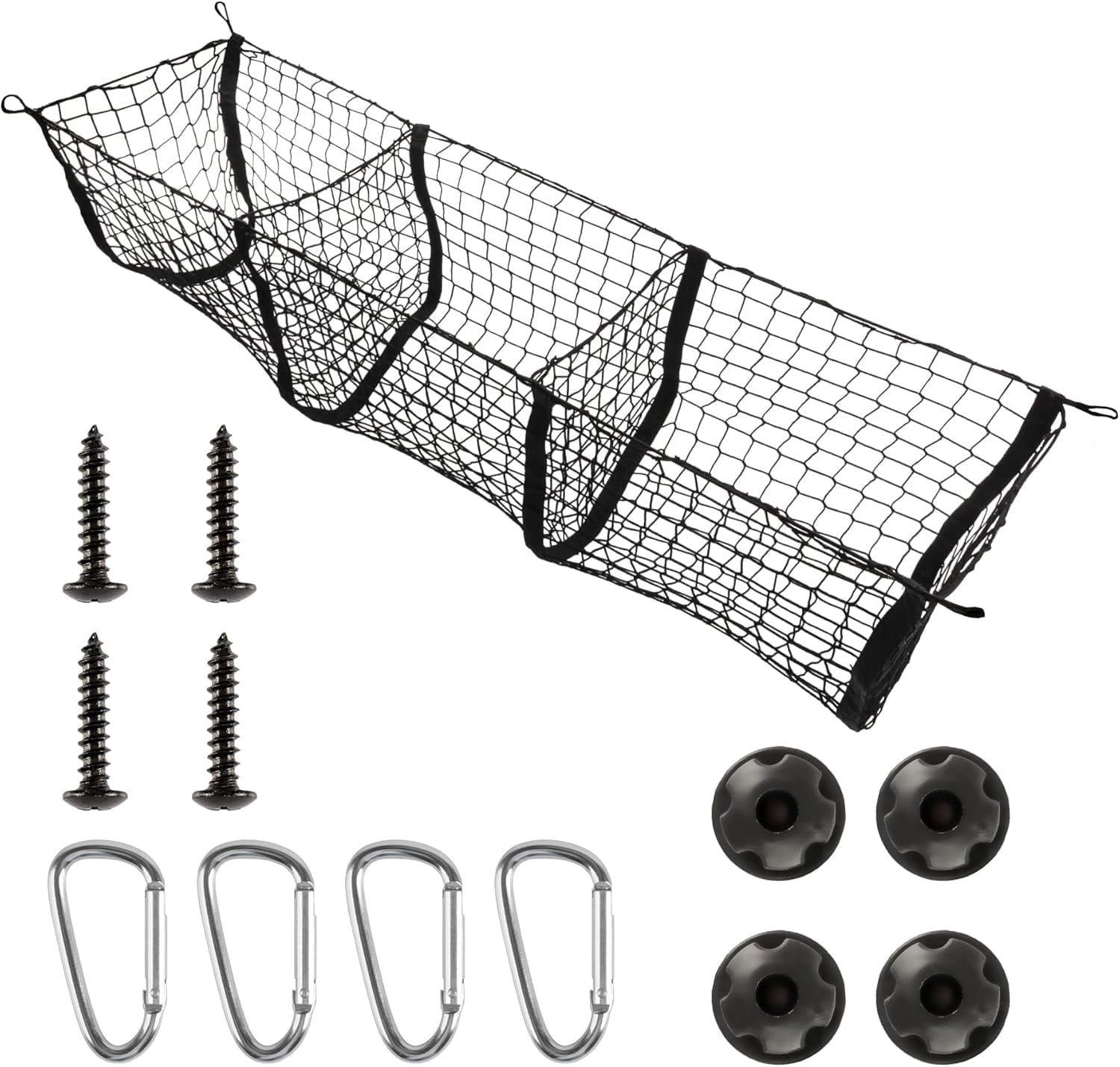 Custom Storage Mesh Net Heavy Duty Mesh Cargo Net, 3 Pocket Trunk Bed Storage Organizer ...