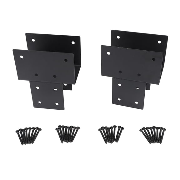 Heavy Duty Metal 4X4 Inch (Actual 3.5x3.5 Inch) Gazebo Beam Column Connector Bracket For Wooden Posts, Black Finish Outdoor Structure Support(2pcs)