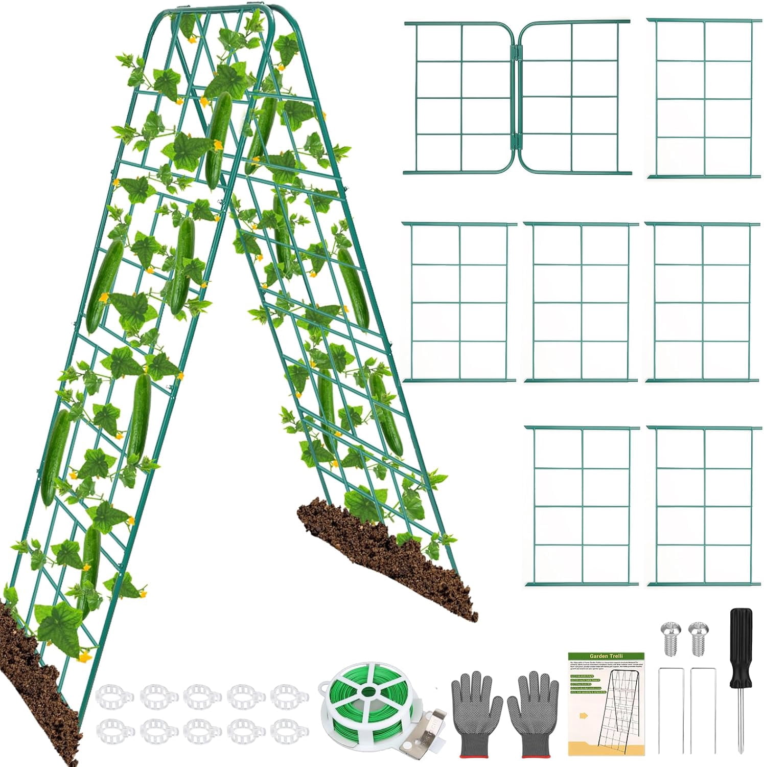 Heavy Duty Metal 50"x17" Cucumber Trellis for Raised Bed, A Frame Garden Trellis for Climbing Plants Outdoor, Plant Trellis Support for Tomato Bean Pea Grape Adjustable Vegetable Garden Trellis