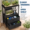 thumbnail image 1 of Heavy-Duty Metal Aquarium Stand for 5-10 Gallon Fish Tank, Turtle or Reptile Terrarium with 2 Fabric Drawers, 2-Tier Storage Shelf, Modern Wood-Grain Finish, 1 of 8