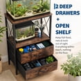 thumbnail image 1 of Heavy-Duty Metal Aquarium Stand for 5-10 Gallon Fish Tank, Turtle or Reptile Terrarium with 2 Fabric Drawers, 2-Tier Storage Shelf, Modern Wood-Grain Finish, 1 of 6