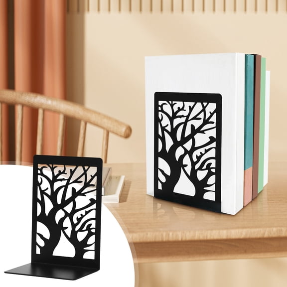 Heavy Duty Metal Bookends, Non-Skid Book Stopper, Black Book Holder for Shelves, Home Office School Book and CD Storage Organizer
