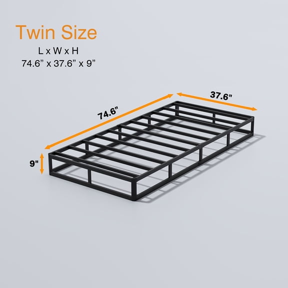 Heavy Duty Metal Box Spring Bed Base - 3000 lbs Capacity, Sturdy Legs, Noise-Free, Tool-Free Assembly for Queen/King Mattress, Durable Black Frame with Fabric Cover