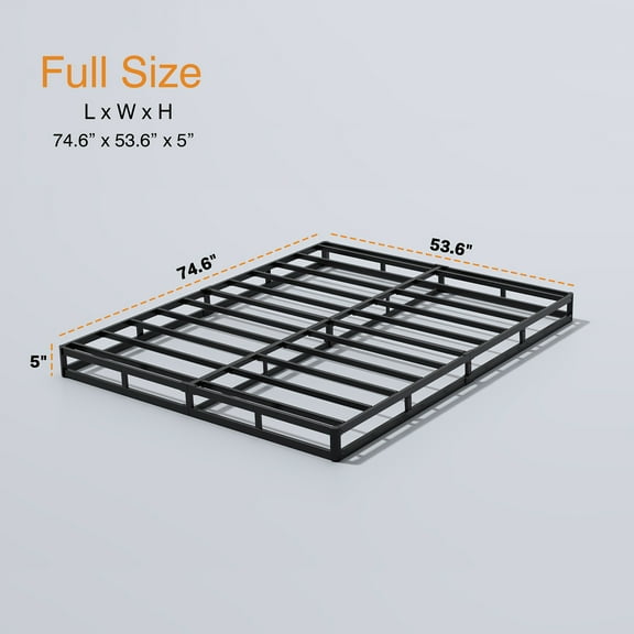 Heavy Duty Metal Box Spring Bed Base - 3000 lbs Capacity, Sturdy Legs, Noise-Free, Tool-Free Assembly for Queen/King Mattress, Durable Black Frame with Fabric Cover
