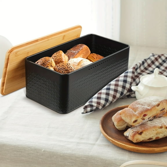 Heavy-Duty Metal Bread Box with Flip-Top Lid - Modern Kitchen Storage Organizer, Durable Bread Keeper for Home, Dining, or Gift - Ideal for Christmas, Easter, Valentine's, Mother's Day, Teacher's
