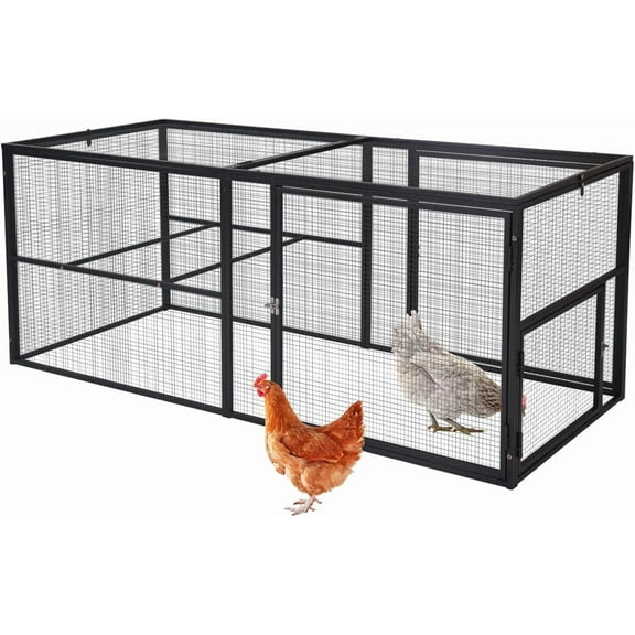 Heavy-Duty Metal Chicken Coop Run Extension - 14.3 sq ft Lockable Outdoor Playpen for Chickens, Ducks, Rabbits | Predator-Proof Design, Expandable Panels & Weather-Resistant Frame