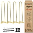 thumbnail image 1 of Heavy Duty Metal Coffee Table Legs 20" with Screws and Hairpin Legs Protector Included, 4 Table Legs Kit - Gold, 1 of 3