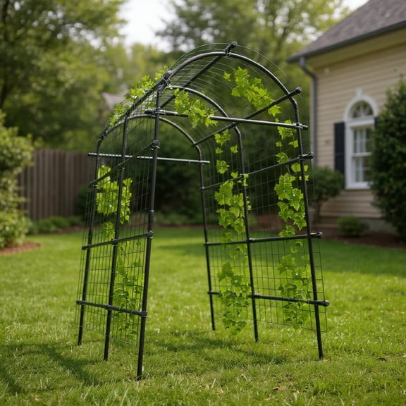 Heavy Duty Metal Cucumber Trellis – 9 Horizontal Tubes, Cross Clips, Large Vine Support Frame for Melon & Tomato, Outdoor