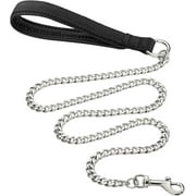 Heavy Duty Metal Dog Leash, 6FT Chew Proof Pet Leash Chain with Soft Padded Handle for Large & Medium Size Dogs(180cm*3mm)