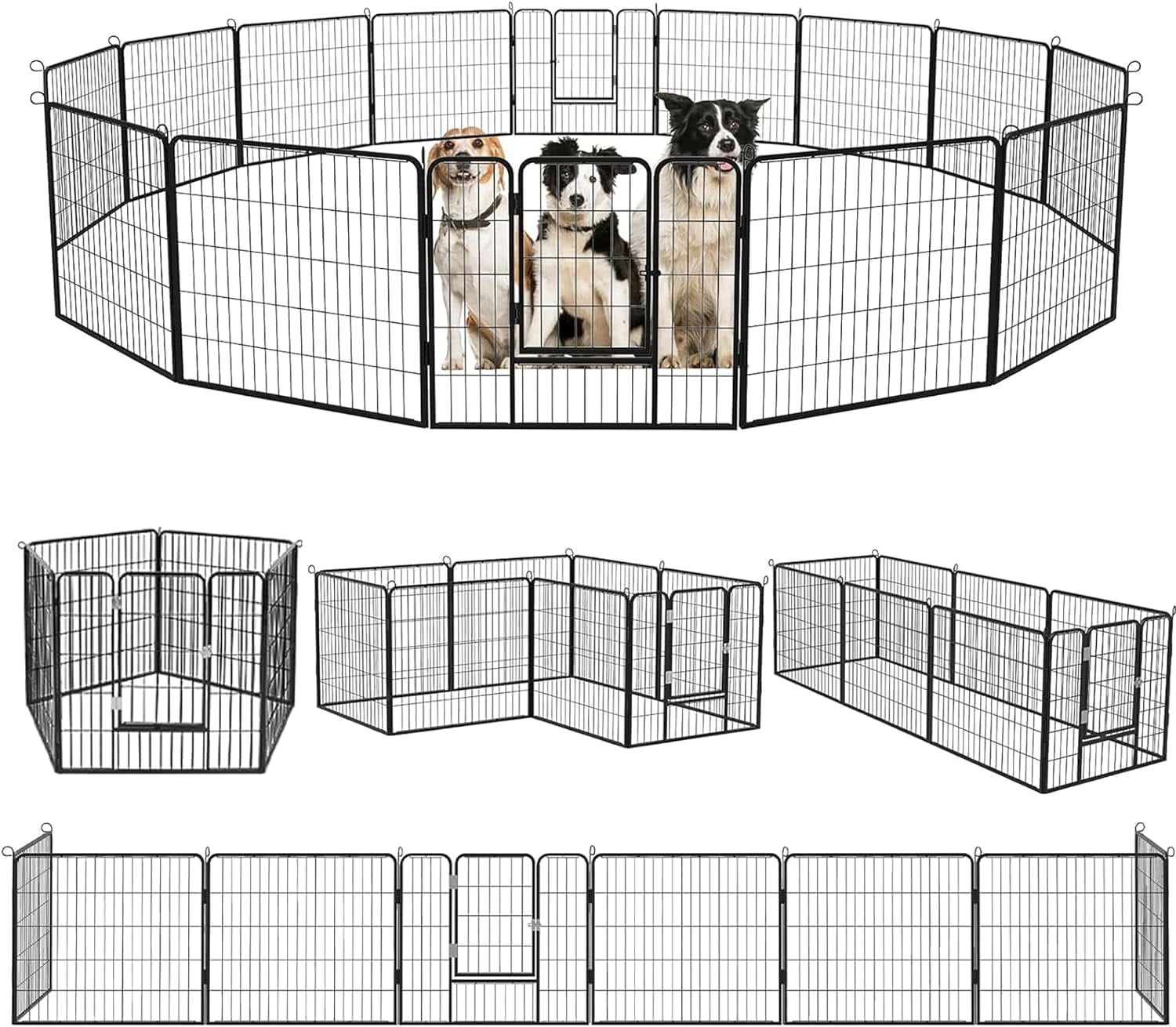 Heavy Duty Metal Dog Playpen Dog Fence for Outdoor, 8/16 Panels 24"/32