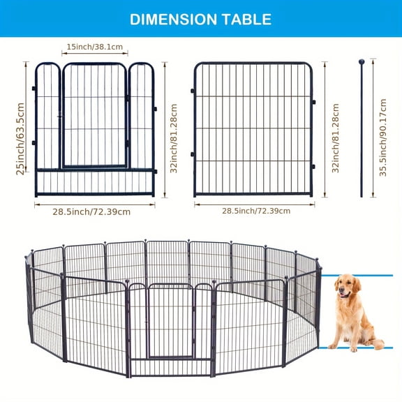 Heavy Duty Metal Dog Playpen - Portable Foldable Exercise Fence | Durable Indoor/Outdoor Use (RV Camping/Home/Garden/Yard) - Ideal for Small/Medium/Large Dogs