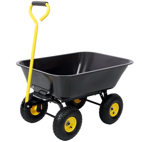 Heavy Duty Metal Dumping Cart in Black, 600lb Capacity for Lawn and Garden