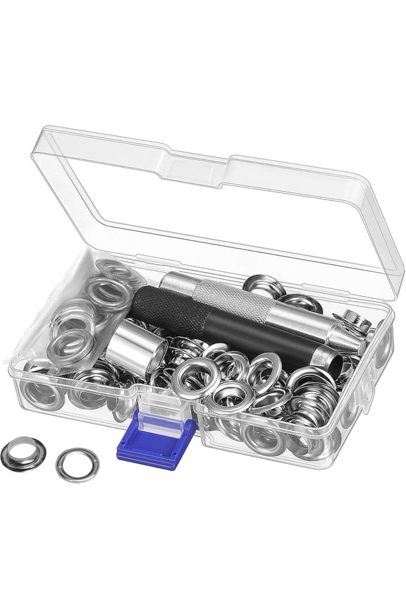 Heavy Duty Metal Eyelets Set, 1/2 Inch Easy To Install Grommets With High Corrosion Resistance For Denim Canvas Tarpaulin, Grommet Kit With Stainless Steel Components For Wide