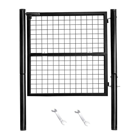 Heavy Duty Metal Fence Gate, 42x59 Inch Anti-Rust Garden Gate for Yard, Pool, Farm - Easy Installation with Lockable Design, Pet & Kid SafeGreen