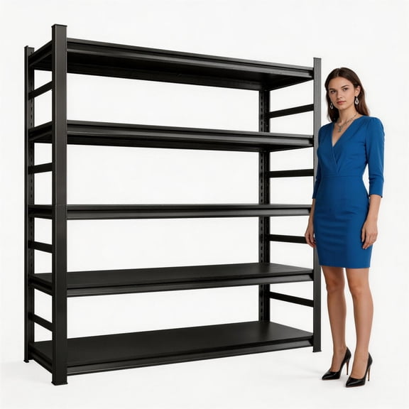 Heavy Duty Metal Garage Shelving Unit, 5 - Tier Adjustable Large Storage Shelves, 3000LBS for Garage & Basement & Pantry Industrial Steel Rack, Ideal for Tool Organization & Storage, Black, 88"H