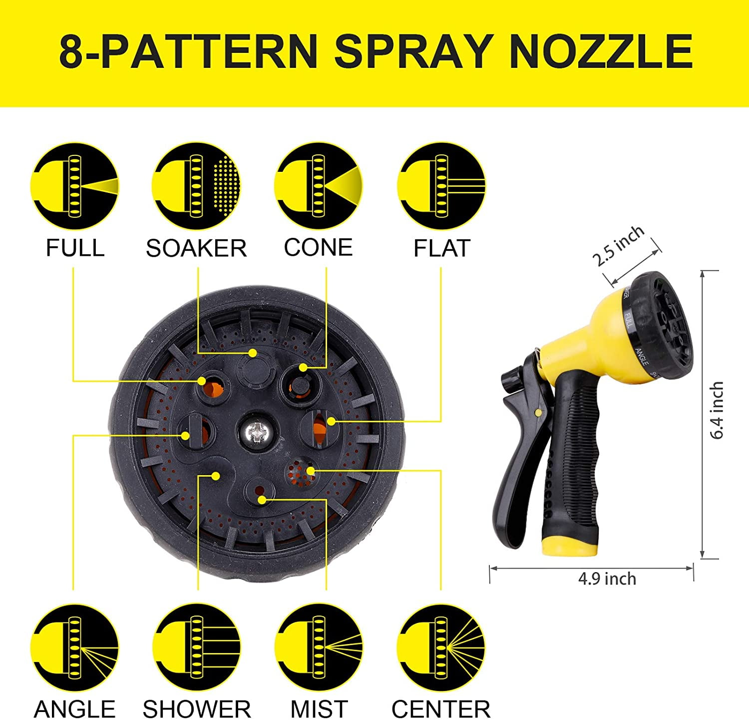 Heavy Duty Metal Garden Hose 25FT - Kink , Lightweight, 8 Function Sprayer, Stainless Steel Water Hose