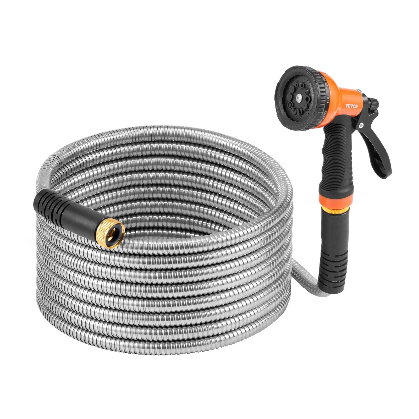 Heavy Duty Metal Garden Hose 25ft - 10 Function Nozzle, Rust-Proof Flexible Water Hose, Lightweight for Outdoor Gardening