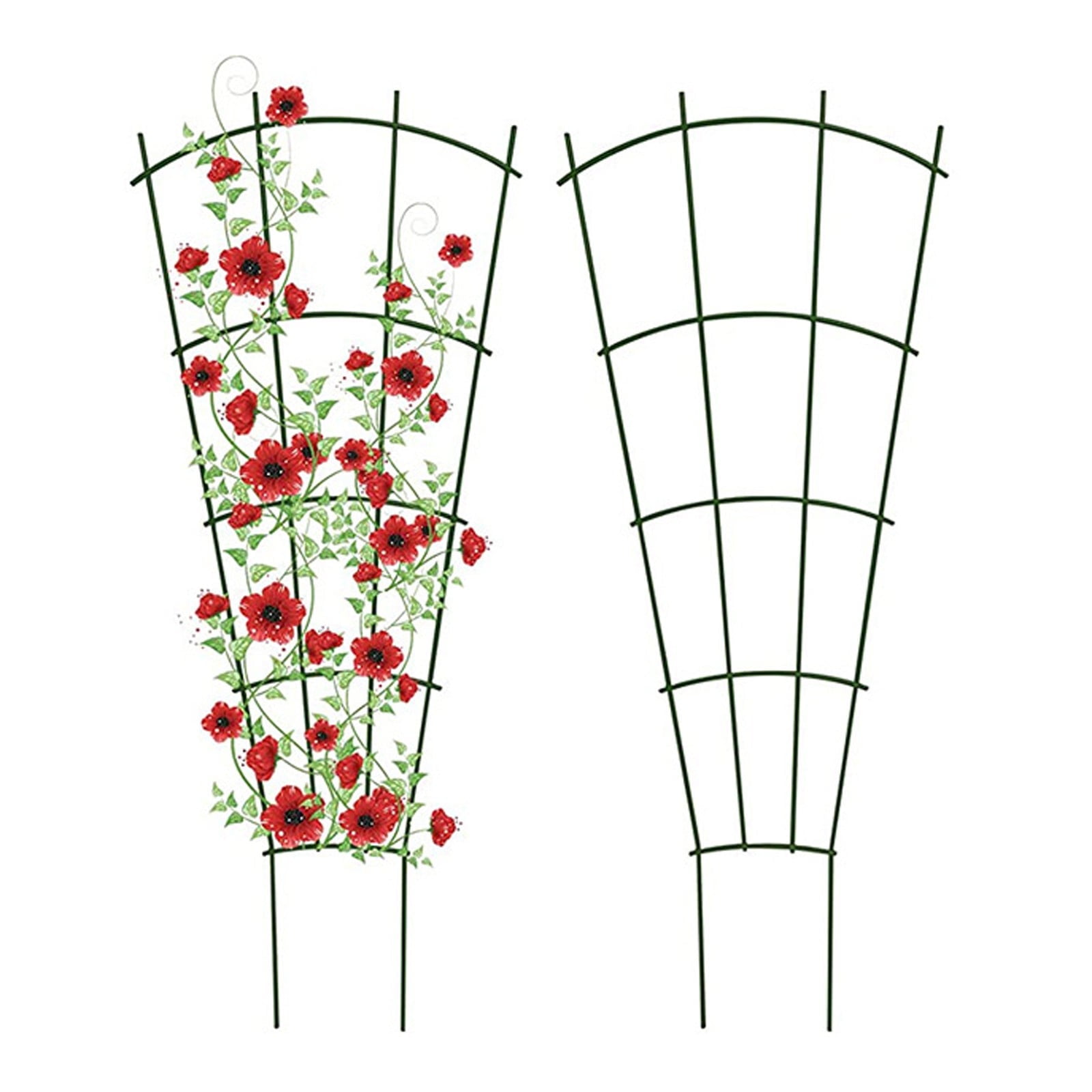 Heavy Duty Metal Garden Trellis for Climbing Plants, Rustproof Fan-Shaped Plant Support, Outdoor Decorative Structure for Vines, Flowers, and Vegetables, 15.72 Inches Tall, Black Finish