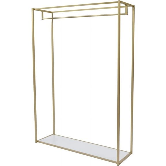 Heavy Duty Metal Garment Rack,Wedding Dress Retail Studio Display Stand,Floor-Standing Clothing Rack,Shoes Bags Clothes Organizer Storage Shelves Gold
