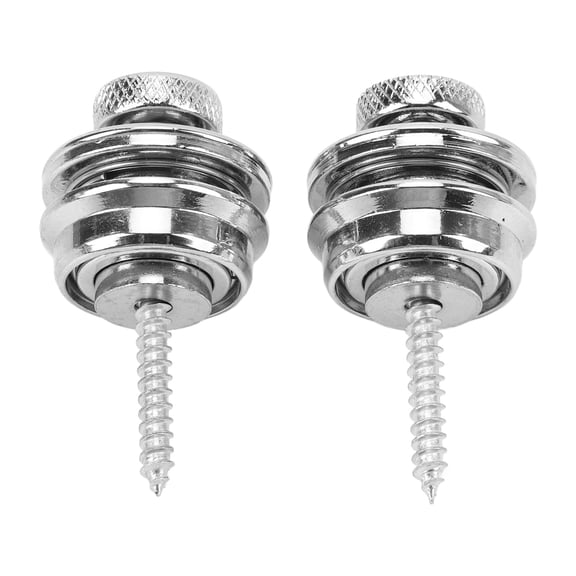 Heavy Duty Metal Guitar Strap Locks Security Flat Round Head Buttons Non-Slip Fall Resistant Fastener for Acoustic Electric Bass Guitar, Silver - 2 Inches / 5.08 cm