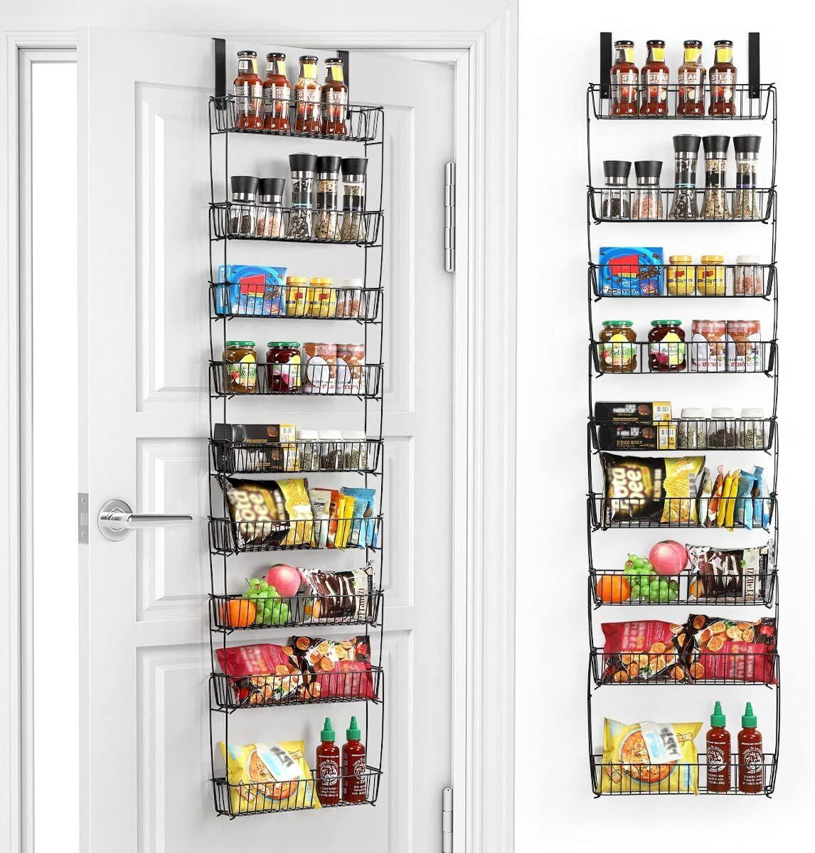 HeavyDuty Metal Hanging Door Shelf Organizer Over the Door Pantry Rack 9Tier