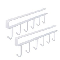 Heavy Duty Metal Mug Hooks, Under Cabinet Coffee Mug Holder with 6 Hooks, Mug Organizion Rack for Displaying Mugs/Cups/Kitchen Utensils, 2 Pack, 10.43x2.95"