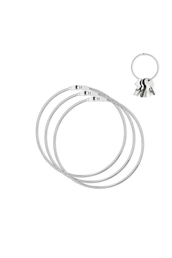 Heavy Duty Metal O-Rings Keychain (3 pcs),Large Silver Key Organization,Sturdy Locking Ring for Cards,Flashcards,Office,Home,and Craft Use​,0.16x5.8"